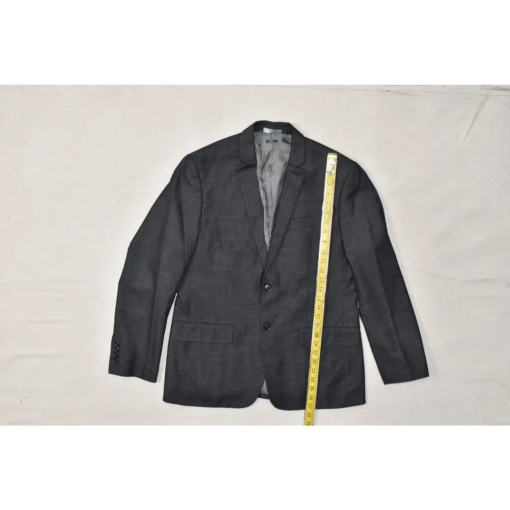 Perry Ellis 42 Short Slim Fit Gray Micro-Twill 2-Button Lined Sport Coat Jacket